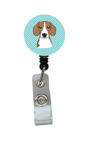 Checkerboard Blue Beagle Retractable Badge Reel