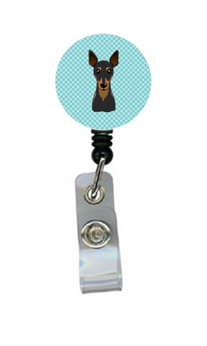 Checkerboard Blue Min Pin Retractable Badge Reel