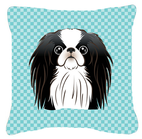 Checkerboard Blue Japanese Chin Fabric Decorative Pillow- 14 x 14 In.