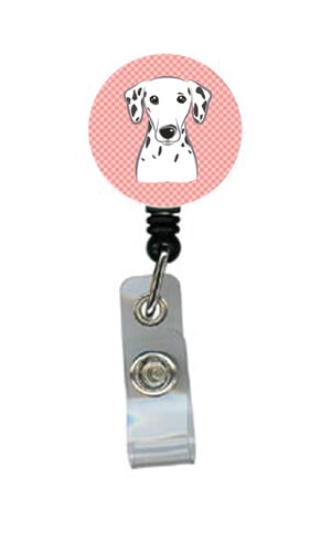 Checkerboard Pink Dalmatian Retractable Badge Reel