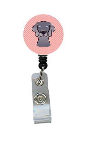 Checkerboard Blue Weimaraner Retractable Badge Reel