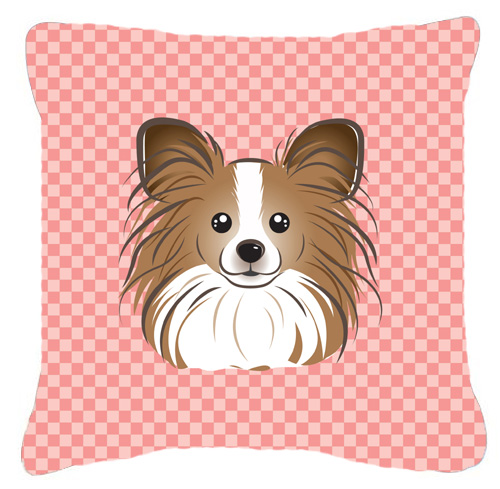 Checkerboard Pink Papillon Fabric Decorative Pillow- 14 x 14 In.