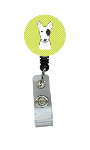 Checkerboard Lime Green Bull Terrier Retractable Badge Reel