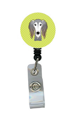 Checkerboard Lime Green Saluki Retractable Badge Reel