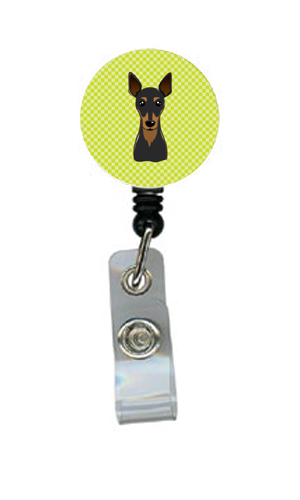 Checkerboard Lime Green Min Pin Retractable Badge Reel