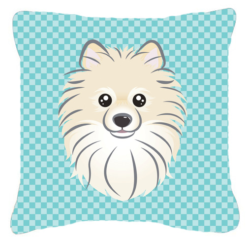 Checkerboard Blue Pomeranian Fabric Decorative Pillow 18 x 18 In.