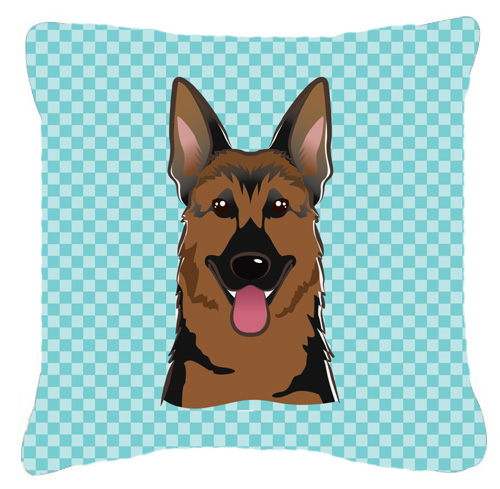 Checkerboard Blue German Shepherd Fabric Decorative Pillow, 18 x 18 In.