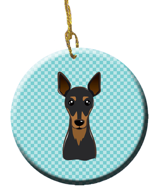 Checkerboard Blue Min Pin Ceramic Ornament, 2.81 In.
