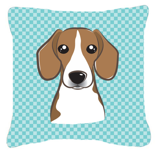 Checkerboard Blue Beagle Fabric Decorative Pillow- 18 x 18 In.