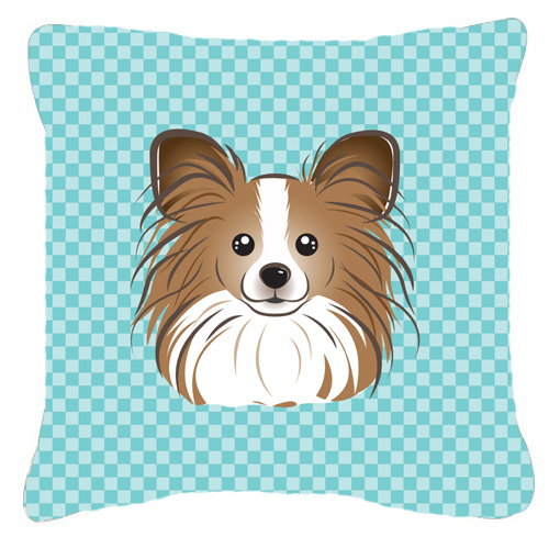 Checkerboard Blue Papillon Fabric Decorative Pillow- 18 x 18 In.