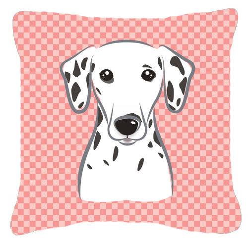 Checkerboard Pink Dalmatian Fabric Decorative Pillow 18 x 18 In.