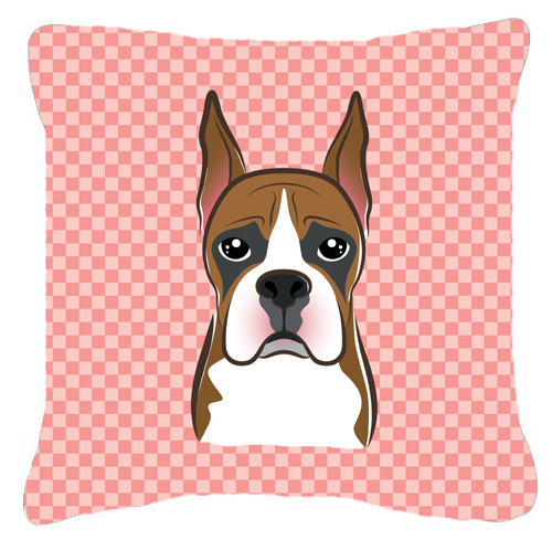 Checkerboard Pink Boxer Fabric Decorative Pillow- - 18 x 18 In.