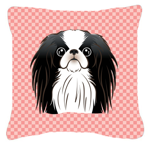 Checkerboard Pink Japanese Chin Fabric Decorative Pillow- 18 x 18 In.
