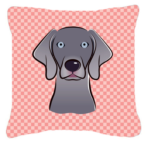 Checkerboard Blue Weimaraner Fabric Decorative Pillow 18 x 18 In.