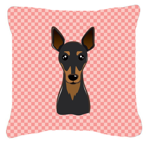Checkerboard Pink Min Pin Fabric Decorative Pillow- 18 x 18 In.