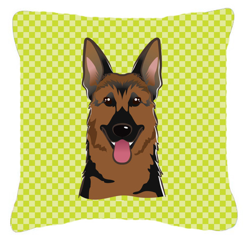 Checkerboard Lime Green German Shepherd Fabric Decorative Pillow - 18 x 18 In.