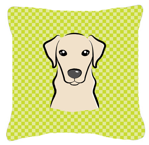 Checkerboard Lime Green Yellow Labrador Fabric Decorative Pillow- - 18 x 18 In.