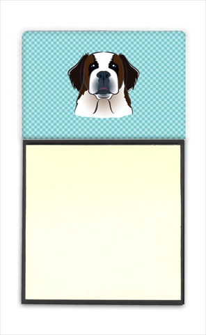 Picture of Carolines Treasures BB1184SN Checkerboard Blue Saint Bernard Refiillable Sticky Note Holder Or Postit Note Dispenser- 3 x 3 In.