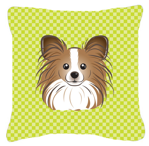 Checkerboard Lime Green Papillon Fabric Decorative Pillow- 18 x 18 In.