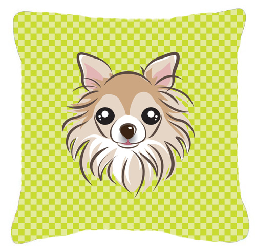 Checkerboard Lime Green Chihuahua Fabric Decorative Pillow- 18 x 18 In.