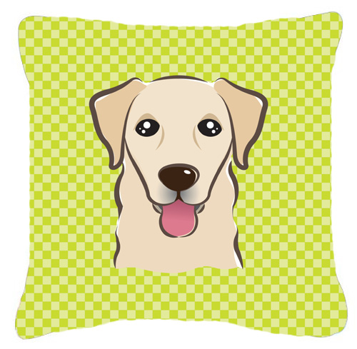Checkerboard Lime Green Golden Retriever Fabric Decorative Pillow- - 18 x 18 In.