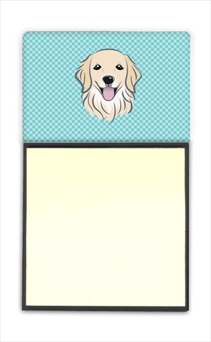 Picture of Carolines Treasures BB1143SN Checkerboard Blue Golden Retriever Refiillable Sticky Note Holder Or Postit Note Dispenser&#44; 3 x 3 In.