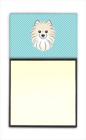 Picture of Carolines Treasures BB1145SN Checkerboard Blue Pomeranian Refiillable Sticky Note Holder Or Postit Note Dispenser&#44; 3 x 3 In.