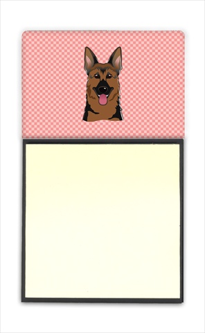 Picture of Carolines Treasures BB1211SN Checkerboard Pink German Shepherd Refiillable Sticky Note Holder Or Postit Note Dispenser- 3 x 3 In.