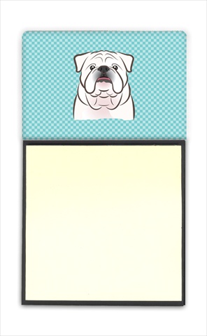 Picture of Carolines Treasures BB1158SN Checkerboard Blue White English Bulldog Refiillable Sticky Note Holder Or Postit Note Dispenser&#44; 3 x 3 In.