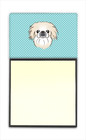 Picture of Carolines Treasures BB1159SN Checkerboard Blue Pekingese Refiillable Sticky Note Holder Or Postit Note Dispenser- 3 x 3 In.
