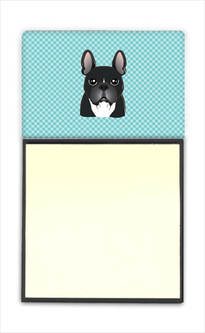 Picture of Carolines Treasures BB1165SN Checkerboard Blue French Bulldog Refiillable Sticky Note Holder Or Postit Note Dispenser&#44; 3 x 3 In.