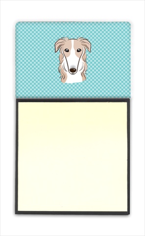 Picture of Carolines Treasures BB1166SN Checkerboard Blue Borzoi Refiillable Sticky Note Holder Or Postit Note Dispenser- 3 x 3 In.