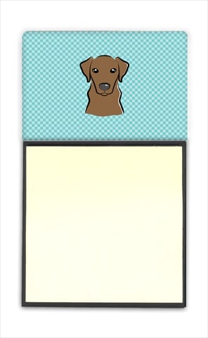 Picture of Carolines Treasures BB1172SN Checkerboard Blue Chocolate Labrador Refiillable Sticky Note Holder Or Postit Note Dispenser- 3 x 3 In.