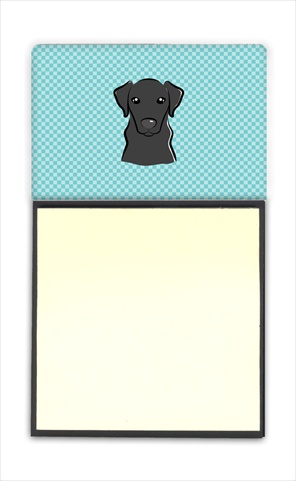 Picture of Carolines Treasures BB1173SN Checkerboard Blue Black Labrador Refiillable Sticky Note Holder Or Postit Note Dispenser&#44; 3 x 3 In.