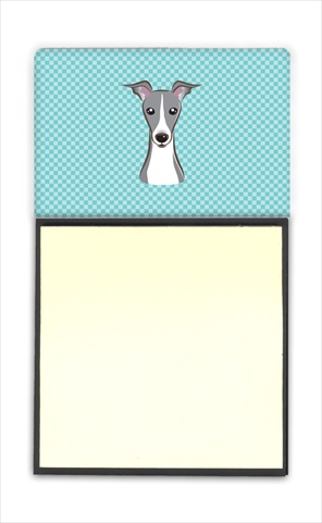 Picture of Carolines Treasures BB1174SN Checkerboard Blue Italian Greyhound Refiillable Sticky Note Holder Or Postit Note Dispenser&#44; 3 x 3 In.