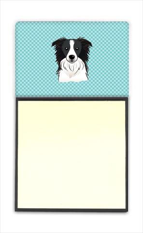 Picture of Carolines Treasures BB1179SN Checkerboard Blue Border Collie Refiillable Sticky Note Holder Or Postit Note Dispenser- 3 x 3 In.