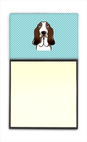 Picture of Carolines Treasures BB1181SN Checkerboard Blue Basset Hound Refiillable Sticky Note Holder Or Postit Note Dispenser- 3 x 3 In.