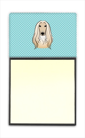 Picture of Carolines Treasures BB1182SN Checkerboard Blue Afghan Hound Refiillable Sticky Note Holder Or Postit Note Dispenser- 3 x 3 In.