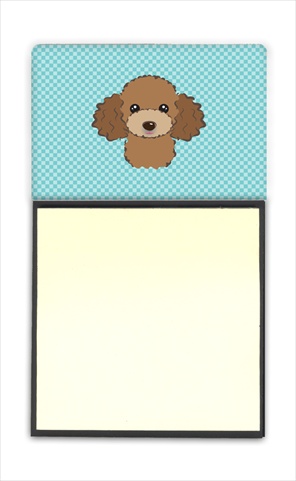 Picture of Carolines Treasures BB1194SN Checkerboard Blue Chocolate Brown Poodle Refiillable Sticky Note Holder Or Postit Note Dispenser- 3 x 3 In.