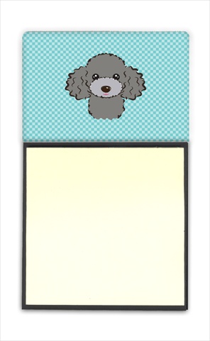 Picture of Carolines Treasures BB1197SN Checkerboard Blue Silver Gray Poodle Refiillable Sticky Note Holder Or Postit Note Dispenser- 3 x 3 In.