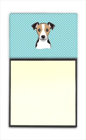 Picture of Carolines Treasures BB1199SN Checkerboard Blue Jack Russell Terrier Refiillable Sticky Note Holder Or Postit Note Dispenser- 3 x 3 In.