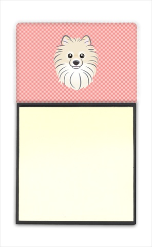 Picture of Carolines Treasures BB1207SN Checkerboard Pink Pomeranian Refiillable Sticky Note Holder Or Postit Note Dispenser- 3 x 3 In.