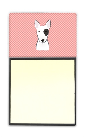 Picture of Carolines Treasures BB1209SN Checkerboard Pink Bull Terrier Refiillable Sticky Note Holder Or Postit Note Dispenser- 3 x 3 In.