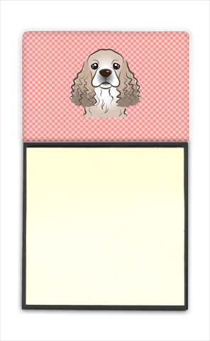 Picture of Carolines Treasures BB1216SN Checkerboard Pink Cocker Spaniel Refiillable Sticky Note Holder Or Postit Note Dispenser- 3 x 3 In.