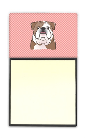 Picture of Carolines Treasures BB1219SN Checkerboard Pink English Bulldog Refiillable Sticky Note Holder Or Postit Note Dispenser- 3 x 3 In.