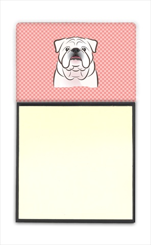 Picture of Carolines Treasures BB1220SN Checkerboard Pink White English Bulldog Refiillable Sticky Note Holder Or Postit Note Dispenser- 3 x 3 In.