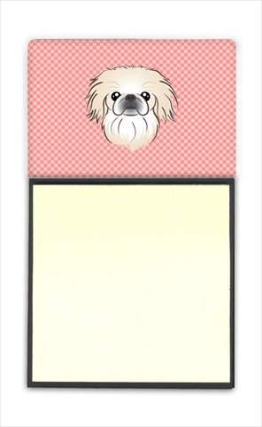 Picture of Carolines Treasures BB1221SN Checkerboard Pink Pekingese Refiillable Sticky Note Holder Or Postit Note Dispenser- 3 x 3 In.