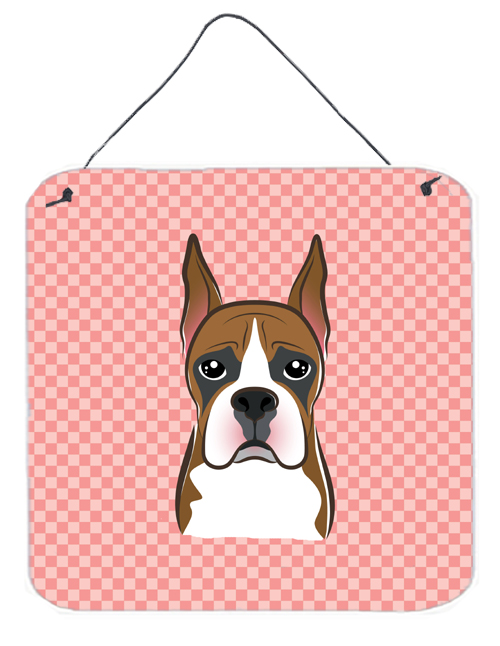 Checkerboard Pink Boxer Aluminum Metal Wall Or Door Hanging Prints, 6 x 6 In.