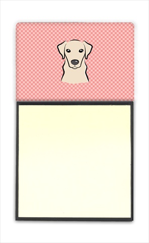 Picture of Carolines Treasures BB1222SN Checkerboard Pink Yellow Labrador Refiillable Sticky Note Holder Or Postit Note Dispenser- 3 x 3 In.