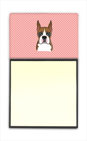 Checkerboard Pink Boxer Refiillable Sticky Note Holder Or Postit Note Dispenser, 3 x 3 In.